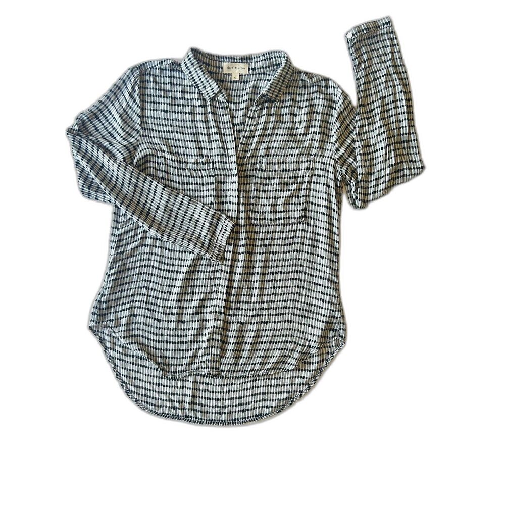 Anthropologie Cloth and Stone Black and White Button down Blouse | Size M